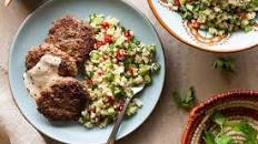 Spiced lamb patties with cauliflower tabbouleh and tahini dressing
