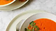 Spiced tomato soup with lemon and herb flatbreads