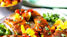 Spicy Brown Sugar Salmon w/ Mango Salsa