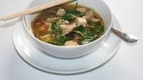 Spicy Miso Ginger Soup with Mushrooms & Spinach