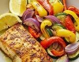 Spicy Moroccan Grilled Fish with Roasted Vegetables