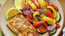 Spicy Moroccan Grilled Fish with Roasted Vegetables