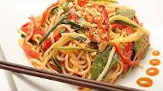 Spicy Peanut Noodle Salad With Cucumbers, Red Peppers, and Basil Recipe