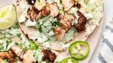 Spicy Salmon Tacos with Jalapeno Cilantro Slaw