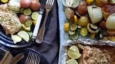 Spicy Thai Mango Baked Salmon with Roasted Veggies