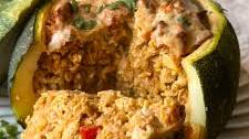 Spicy Tofu Rice-Stuffed Round Zucchinis