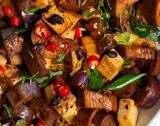 Spicy black bean tofu and eggplant