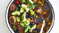 Spicy meatballs with chilli black beans