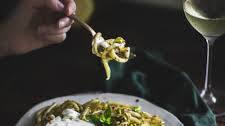 Spinach Basil Pasta with Burrata and Chili