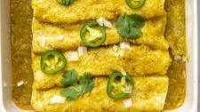Spinach & Mushroom Enchiladas with Salsa Verde