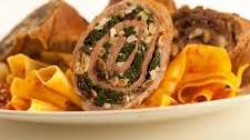 Spinach Stuffed Braciole in a Sunday Sauce with Pappardelle