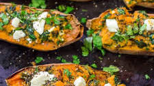 Spinach and Feta Stuffed Sweet Potatoes
