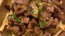 Steak Bites in Mushroom Gravy