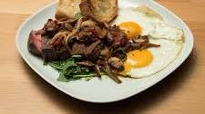 Steak and Mushroom Hash with a Sunny-Side Up Egg