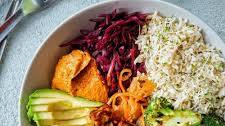 Sticky Spicy Tofu and Charred Broccoli Buddha Bowl