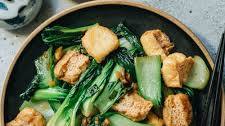 Stir Fried Bok Choy with Tofu Puffs