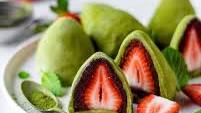Strawberry Red Bean Matcha Mochi