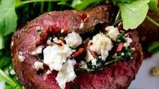 Stuffed Flank Steak with Feta, Bacon, and Spinach