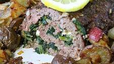 Stuffed and Rolled Greek Meatloaf with Spinach and Feta Cheese
