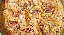 Sun-Dried Tomato Pasta with Chicken and Creamy Mozzarella Sauce