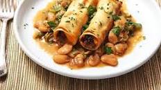 Sweet Potato and Mushroom Cannelloni with Braised Escarole and Butter Beans (Vegan) Recipe