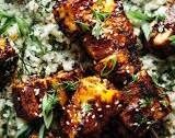 Sweet and Spicy Grilled Tofu with Pineapple and Herbed Cauliflower Rice