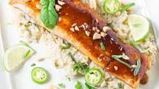 Szechuan Salmon with Chili-Basil Rice – Recipe