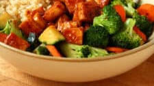 Teriyaki Peanut Tofu with Stir-Fried Veggies & Brown Rice
