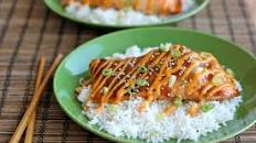Teriyaki Salmon with Sriracha Cream Sauce