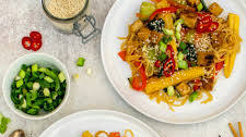 Teriyaki Tofu Stir-Fried With Noodles