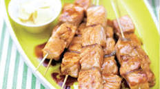Teriyaki salmon kebabs