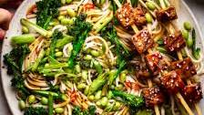 Teriyaki tofu noodle salad