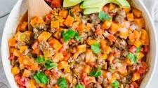 Tex-Mex Ground Beef and Sweet Potato Skillet
