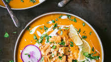 Thai Red Curry Pumpkin Soup with Crispy Tofu