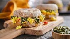 Tofu Egg Sandwiches with Roasted Red Peppers & Basil Pesto