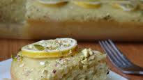 Tofu Lemon Cake with Pistachio Lemon Glaze