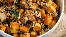 Tofu Sweet Potato Bowl with Tahini Sauce