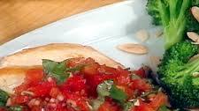 Tuscan Chicken with Tomato-Basil Relish and Toasted Almond Broccoli
