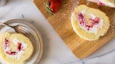 Vanilla Cake Roll with Berries and Cream