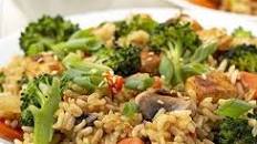 Vegan Fried Rice with Garlic Ginger Tofu