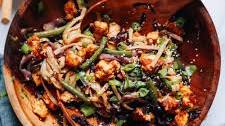 Vegan Ginger Sesame Noodles with Crispy Tofu