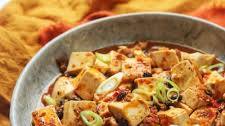 Vegan Mapo Tofu with shitake mushrooms