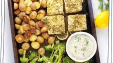 Vegan Sheet Pan Lemon Garlic Tofu Dinner