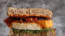 Vegan Tofu Sandwich with Pesto and Sundried Tomatoes