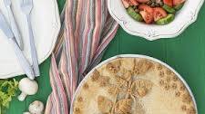 Vegan savory pie with vegetables and red bean puree