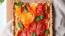 Vegan tomato tart with basil cashew ricotta (gluten-free)