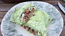 Venison Baked Burritos with Creamy Avocado Jalapeno Sauce