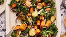 Warm Roasted Veggie Salad with Maple Dijon Vinaigrette