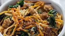 Warm and Hearty Sausage and Spinach Spaghetti Pie