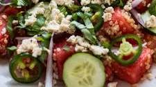 Watermelon Salad with Quinoa and Herbed Tofu Feta